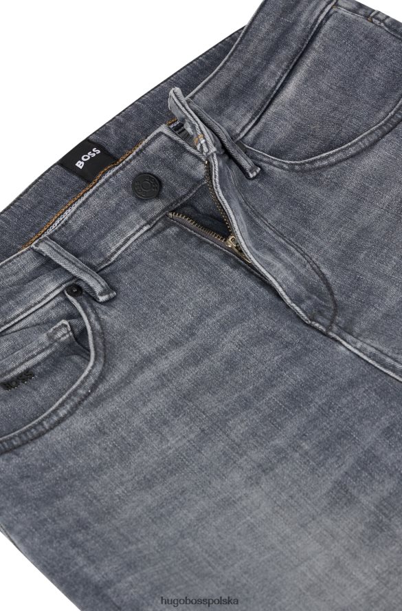 Hugo Boss szare jeansy o bardzo dopasowanym kroju z szarego dżinsu hugo w dotyku z kaszmiru szary R0X0H61609