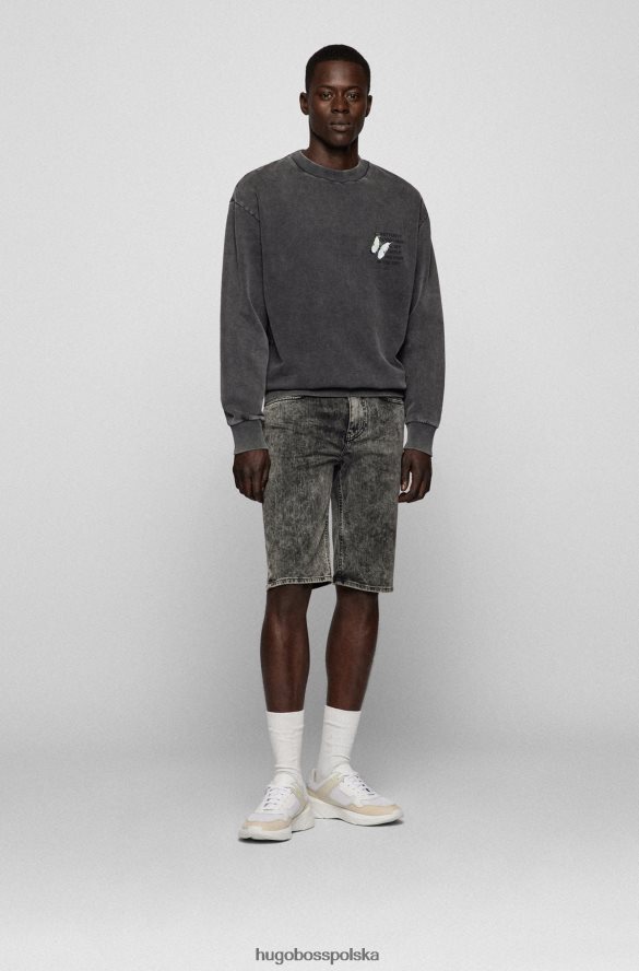 Hugo Boss szare, zwężane szorty hugo z szarego, wygodnego, elastycznego dżinsu szary R0X0H64306
