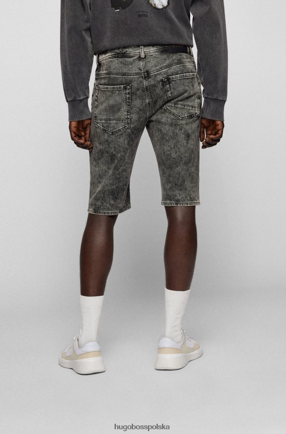 Hugo Boss szare, zwężane szorty hugo z szarego, wygodnego, elastycznego dżinsu szary R0X0H64306