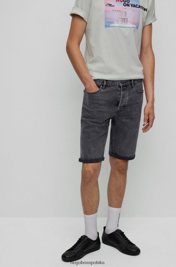 Hugo Boss zwężane szorty z czarnego, wygodnego, elastycznego denimu w kolorze ciemnoszarym hugo ciemno szary R0X0H63671