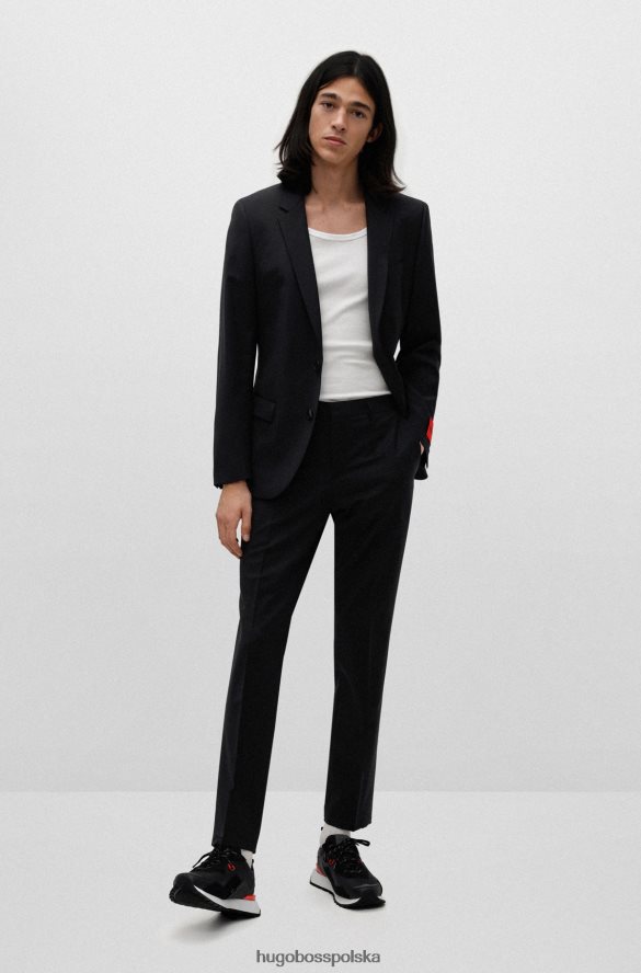 Hugo Boss Czarny garnitur Hugo o dopasowanym kroju z mieszanki zawierającej rozciągliwą wełnę czarny R0X0H61494