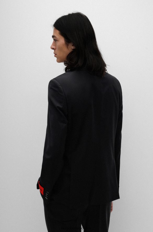 Hugo Boss Czarny garnitur Hugo o dopasowanym kroju z mieszanki zawierającej rozciągliwą wełnę czarny R0X0H61494