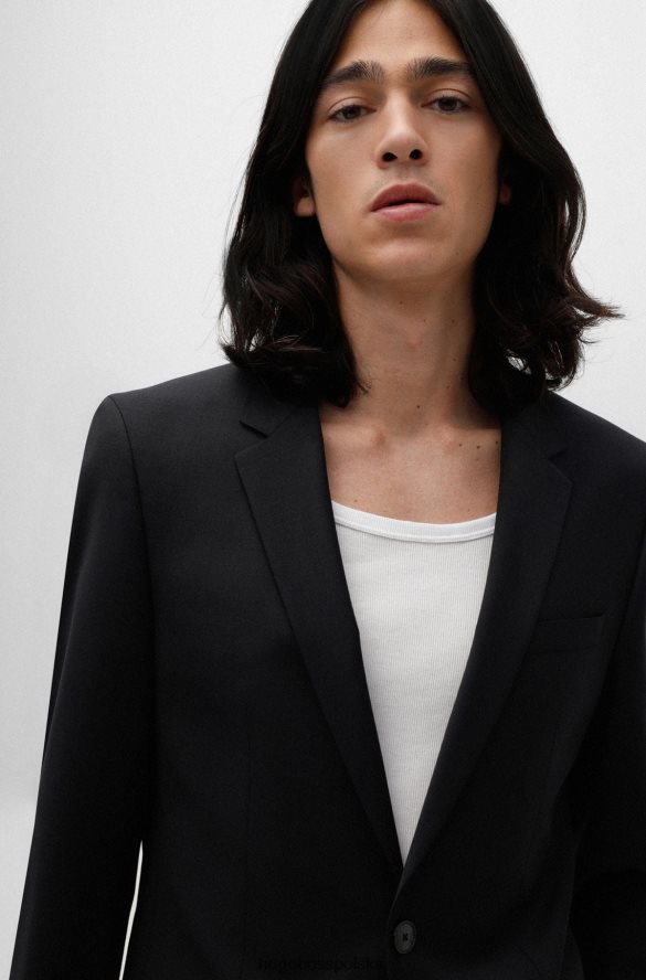 Hugo Boss Czarny garnitur Hugo o dopasowanym kroju z mieszanki zawierającej rozciągliwą wełnę czarny R0X0H61494
