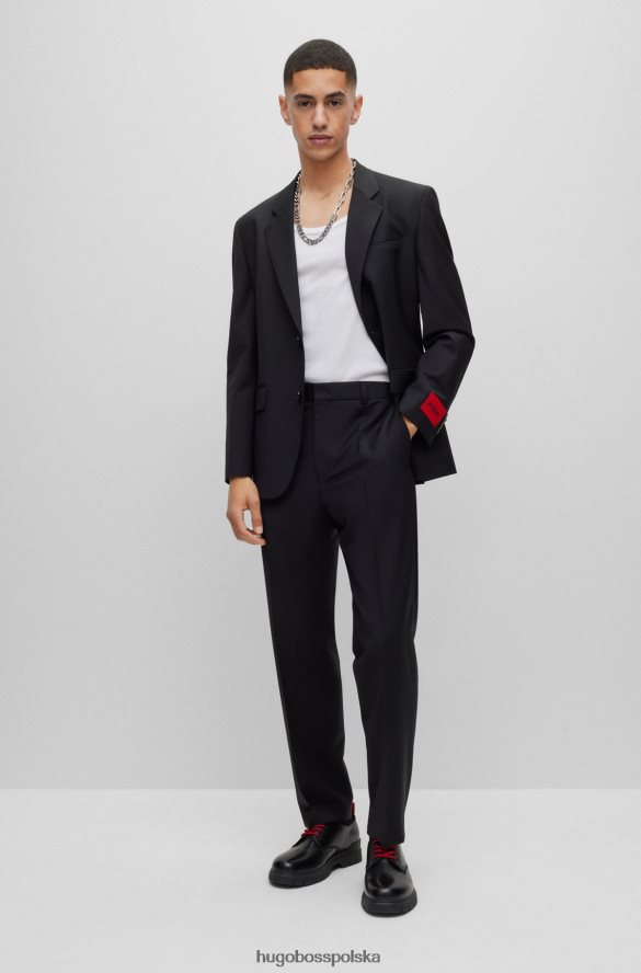 Hugo Boss Czarny garnitur Hugo o nowoczesnym kroju z wysokiej jakości mieszanki wełny dziewiczej czarny R0X0H62294
