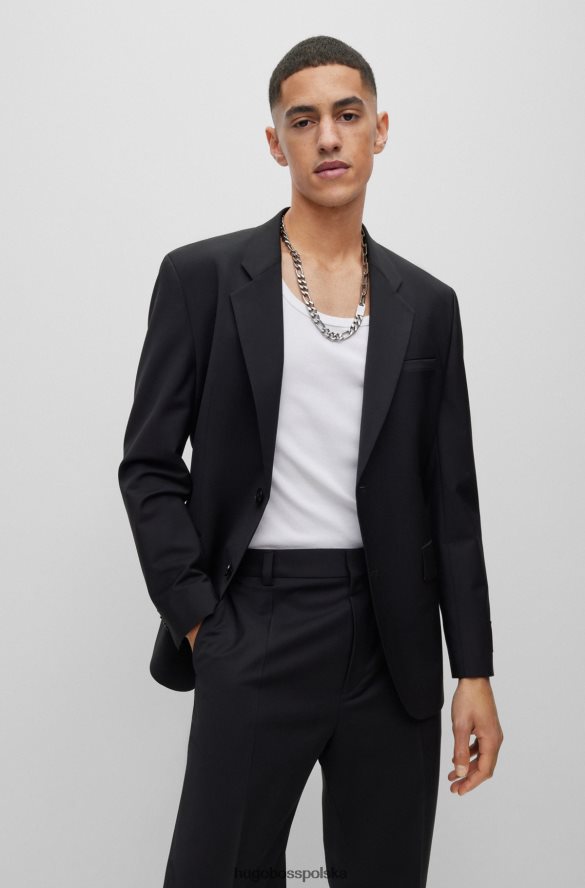Hugo Boss Czarny garnitur Hugo o nowoczesnym kroju z wysokiej jakości mieszanki wełny dziewiczej czarny R0X0H62294
