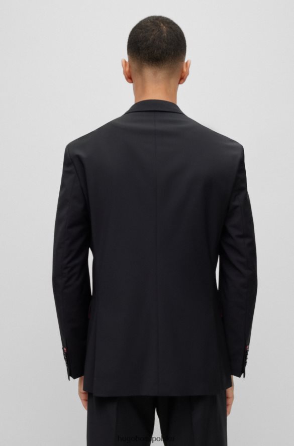 Hugo Boss Czarny garnitur Hugo o nowoczesnym kroju z wysokiej jakości mieszanki wełny dziewiczej czarny R0X0H62294