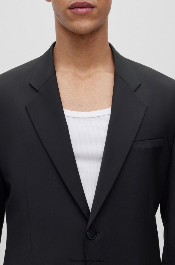 Hugo Boss Czarny garnitur Hugo o nowoczesnym kroju z wysokiej jakości mieszanki wełny dziewiczej czarny R0X0H62294