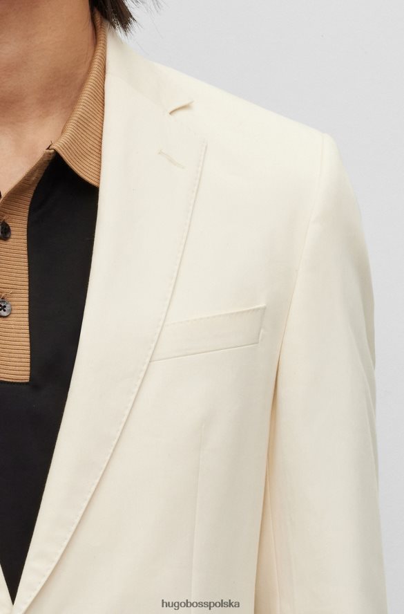 Hugo Boss Dopasowany dwuczęściowy garnitur z elastycznej bawełny w kolorze białym hugo biały R0X0H61509