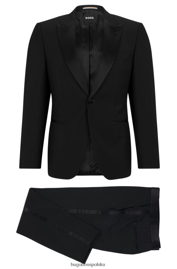 Hugo Boss Dopasowany smoking z włoskiej wełny dziewiczej i moheru hugo w kolorze czarnym czarny R0X0H62818