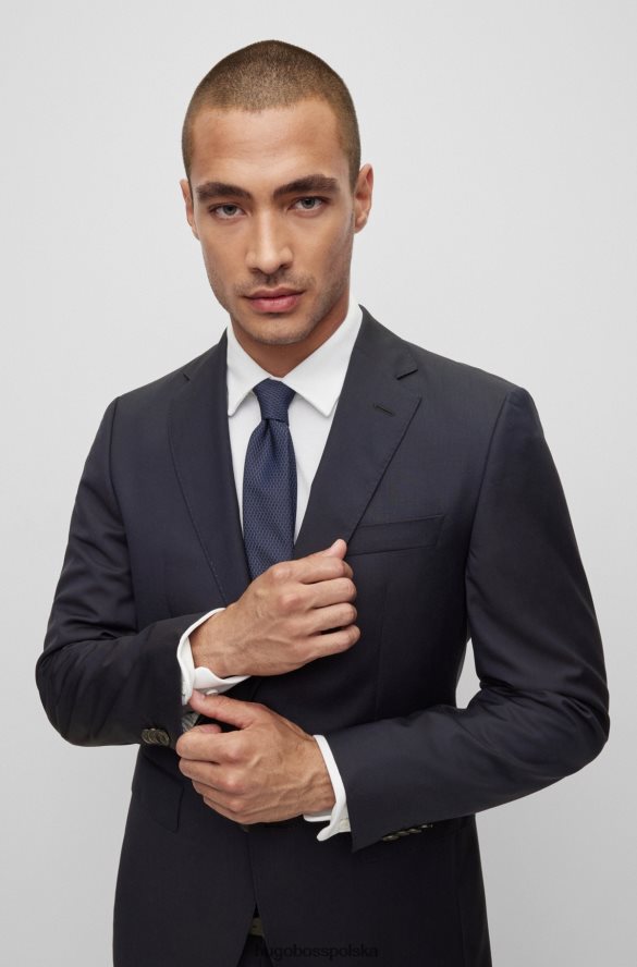 Hugo Boss Garnitur hugo o regularnym kroju z ciemnoniebieskiej wełny z mikrowzorami ciemny niebieski R0X0H61840