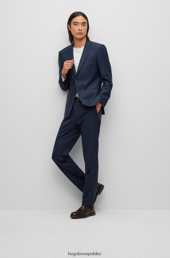 Hugo Boss Garnitur o dopasowanym kroju, wykonany z dzianiny hugo w kratkę, ze stretchem, w kolorze ciemnoniebieskim ciemny niebieski R0X0H63387