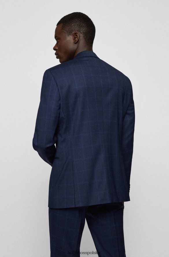 Hugo Boss Garnitur o dopasowanym kroju, wykonany z dzianiny serge hugo w kratkę, w kolorze granatowym ciemny niebieski R0X0H63263