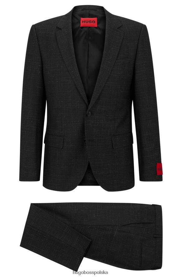 Hugo Boss Garnitur o dopasowanym kroju, wykonany z wysokiej jakości diagonalu z domieszką wełny, w kolorze czarnym hugo czarny R0X0H63703