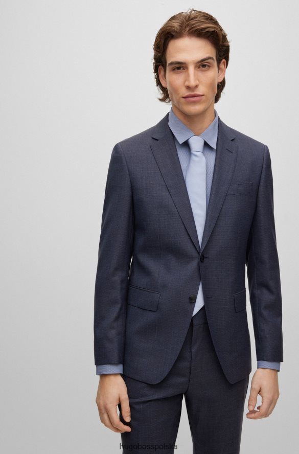 Hugo Boss Garnitur o dopasowanym kroju z ciemnoniebieskiej wełny hugo z mikrowzorami z dziewiczej wełny ciemny niebieski R0X0H64326