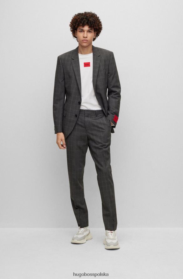 Hugo Boss Garnitur o dopasowanym kroju z szarego hugo w kratkę z domieszką wełny szary R0X0H64140