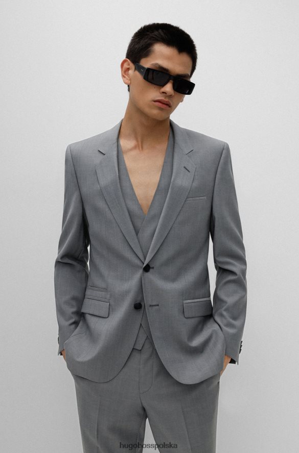 Hugo Boss Hugo Trzyczęściowy garnitur o bardzo dopasowanym kroju w jasnoszarym kolorze z dziewiczej wełny jasnoszary R0X0H64400