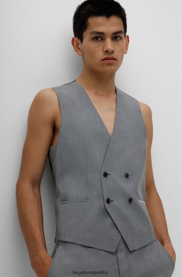 Hugo Boss Hugo Trzyczęściowy garnitur o bardzo dopasowanym kroju w jasnoszarym kolorze z dziewiczej wełny jasnoszary R0X0H64400