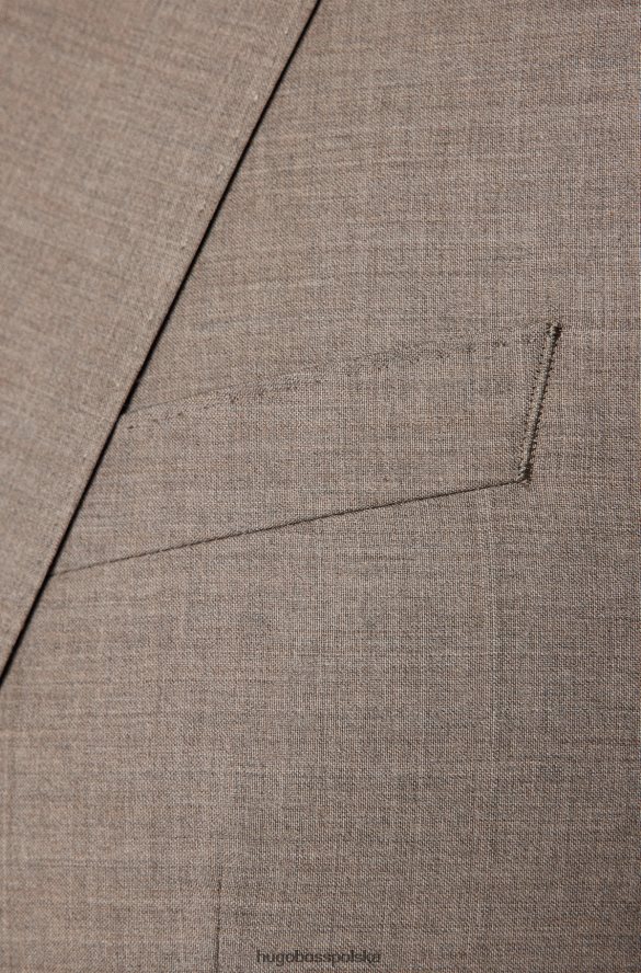 Hugo Boss Jasnobeżowy trzyczęściowy garnitur hugo slim-fit z dziewiczej wełny jasny beż R0X0H62287