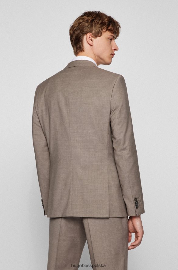 Hugo Boss Jasnobeżowy trzyczęściowy garnitur hugo slim-fit z dziewiczej wełny jasny beż R0X0H62287