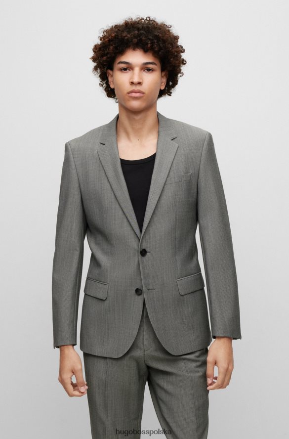 Hugo Boss Jasnoszary wzorzysty garnitur o dopasowanym kroju z elastycznej mieszanki wełny hugo jasnoszary R0X0H61338