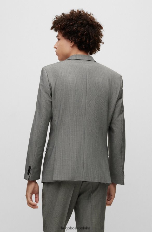 Hugo Boss Jasnoszary wzorzysty garnitur o dopasowanym kroju z elastycznej mieszanki wełny hugo jasnoszary R0X0H61338