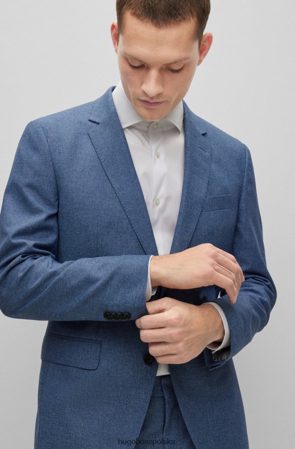 Hugo Boss Niebieski garnitur hugo slim-fit z elastycznej tkaniny w mikrowzorzysty niebieski R0X0H63345