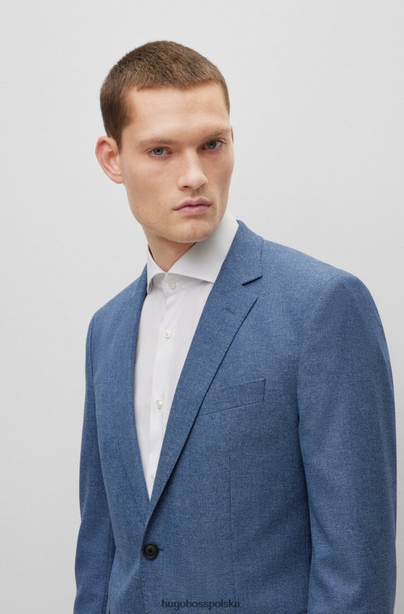 Hugo Boss Niebieski garnitur hugo slim-fit z elastycznej tkaniny w mikrowzorzysty niebieski R0X0H63345