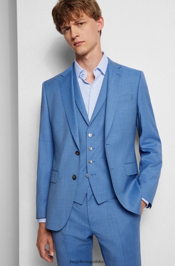 Hugo Boss Trzyczęściowy garnitur o dopasowanym kroju z czystej wełny hugo w kolorze niebieskim niebieski R0X0H62286