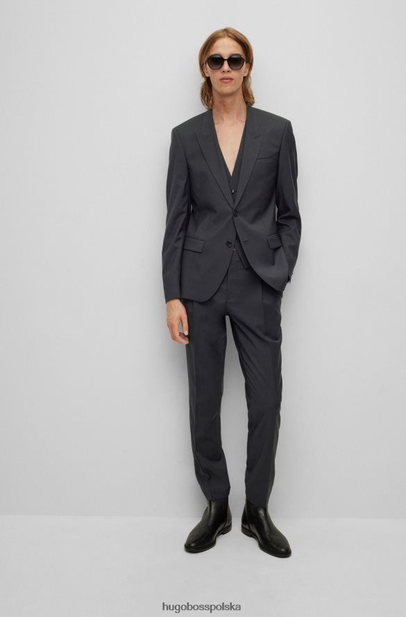 Hugo Boss Trzyczęściowy garnitur o dopasowanym kroju z dziewiczej wełny hugo w kolorze czarnym czarny R0X0H61249