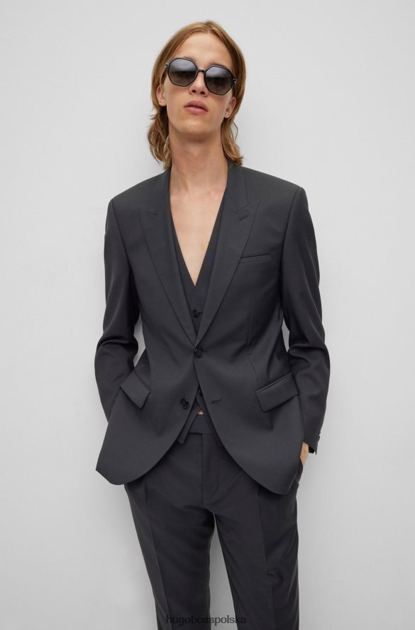 Hugo Boss Trzyczęściowy garnitur o dopasowanym kroju z dziewiczej wełny hugo w kolorze czarnym czarny R0X0H61249