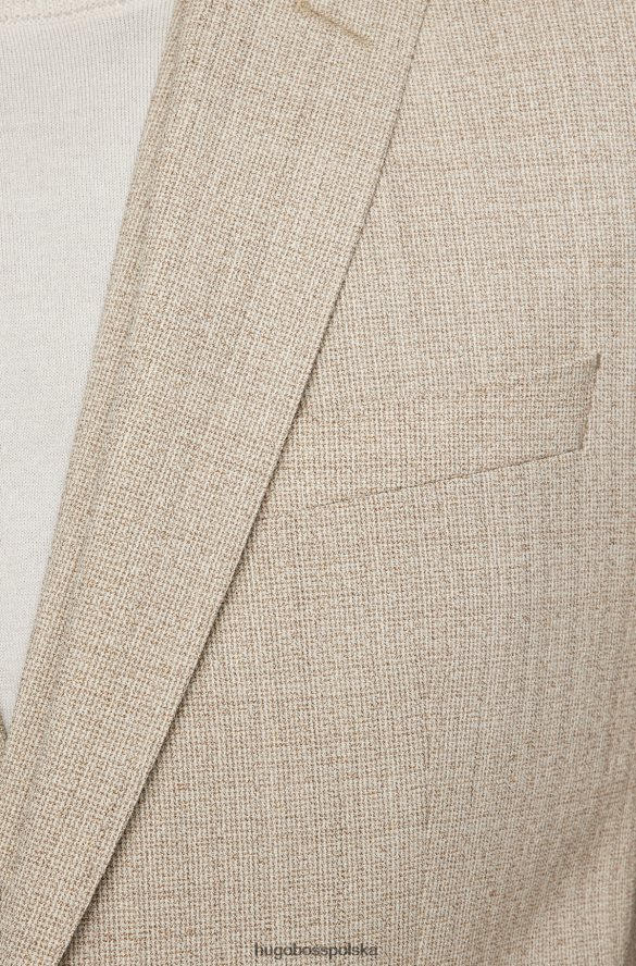 Hugo Boss Trzyczęściowy garnitur o dopasowanym kroju z elastycznej wełny dziewiczej w kolorze beżowym hugo beżowy R0X0H62317