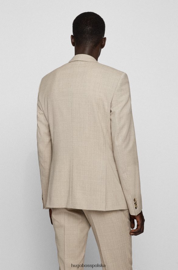 Hugo Boss Trzyczęściowy garnitur o dopasowanym kroju z elastycznej wełny dziewiczej w kolorze beżowym hugo beżowy R0X0H62317