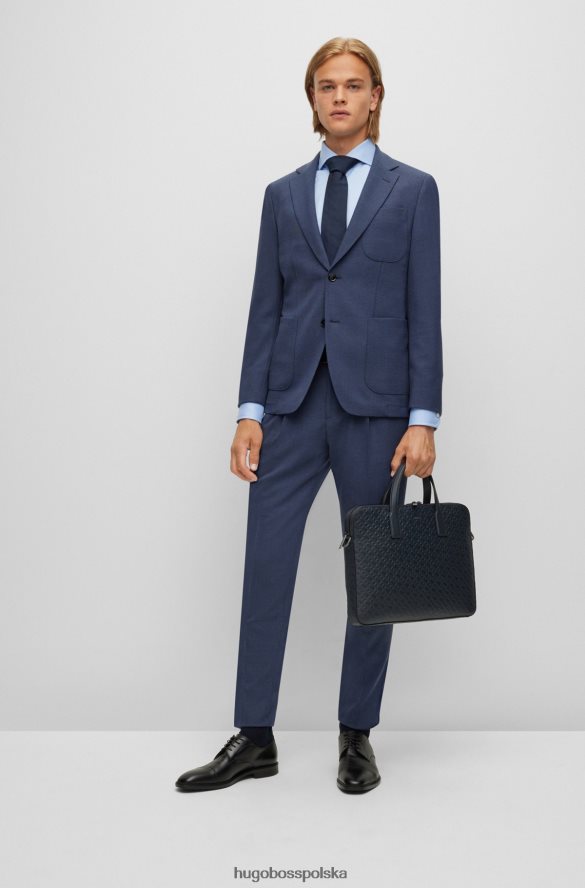 Hugo Boss ciemnoniebieski dwuczęściowy garnitur hugo z mieszanki wełny w mikrowzorzysty ciemny niebieski R0X0H63961