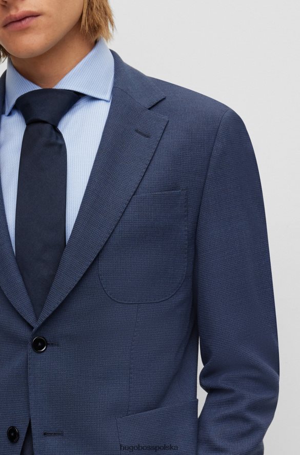 Hugo Boss ciemnoniebieski dwuczęściowy garnitur hugo z mieszanki wełny w mikrowzorzysty ciemny niebieski R0X0H63961