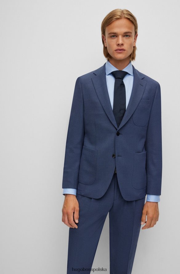 Hugo Boss ciemnoniebieski dwuczęściowy garnitur hugo z mieszanki wełny w mikrowzorzysty ciemny niebieski R0X0H63961