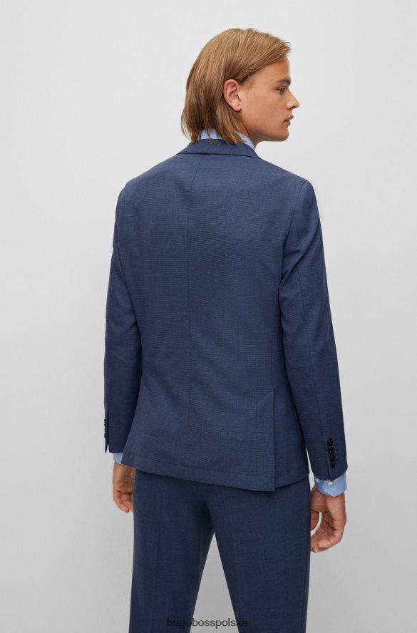 Hugo Boss ciemnoniebieski dwuczęściowy garnitur hugo z mieszanki wełny w mikrowzorzysty ciemny niebieski R0X0H63961