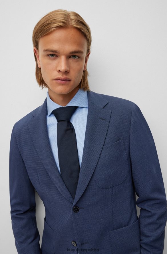 Hugo Boss ciemnoniebieski dwuczęściowy garnitur hugo z mieszanki wełny w mikrowzorzysty ciemny niebieski R0X0H63961