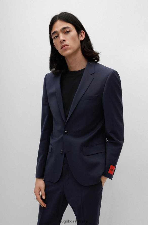 Hugo Boss ciemnoniebieski garnitur o dopasowanym kroju hugo z mieszanki zawierającej rozciągliwą wełnę ciemny niebieski R0X0H61495
