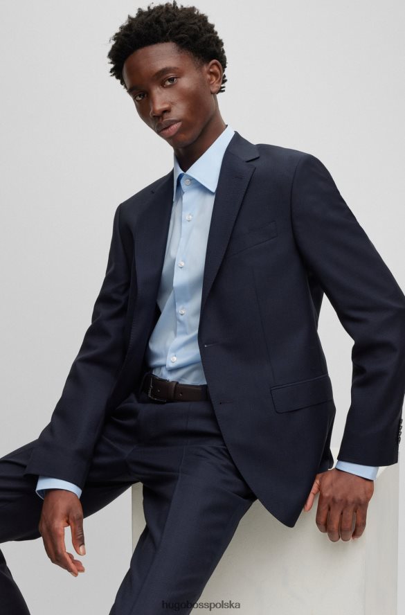 Hugo Boss ciemnoniebieski garnitur o regularnym kroju, wykonany z wełny hugo z mikrowzorami ciemny niebieski R0X0H62780