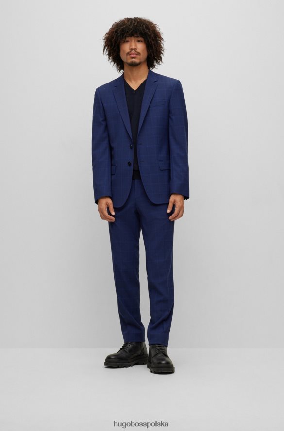 Hugo Boss ciemnoniebieski garnitur slim-fit hugo z elastycznej tkaniny w kratkę ciemny niebieski R0X0H62580