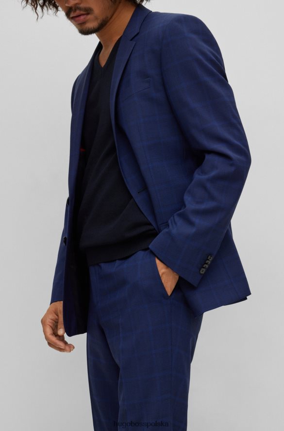 Hugo Boss ciemnoniebieski garnitur slim-fit hugo z elastycznej tkaniny w kratkę ciemny niebieski R0X0H62580