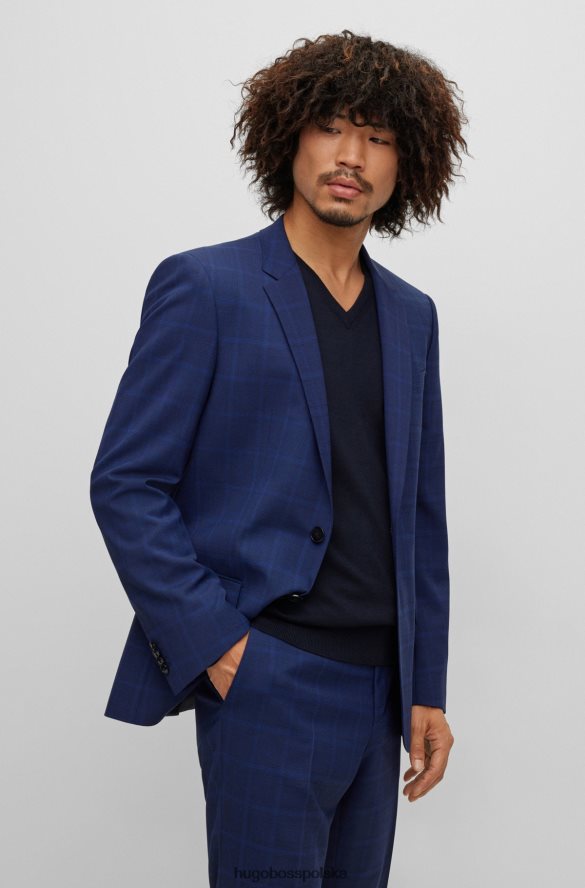 Hugo Boss ciemnoniebieski garnitur slim-fit hugo z elastycznej tkaniny w kratkę ciemny niebieski R0X0H62580