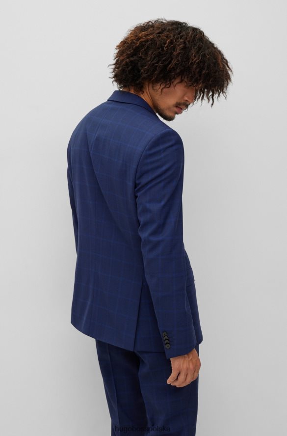 Hugo Boss ciemnoniebieski garnitur slim-fit hugo z elastycznej tkaniny w kratkę ciemny niebieski R0X0H62580