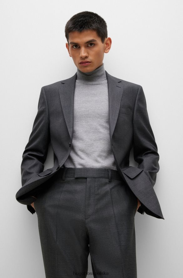 Hugo Boss ciemnoszary garnitur hugo o regularnym kroju z diagonalu z dziewiczej wełny ciemno szary R0X0H61364
