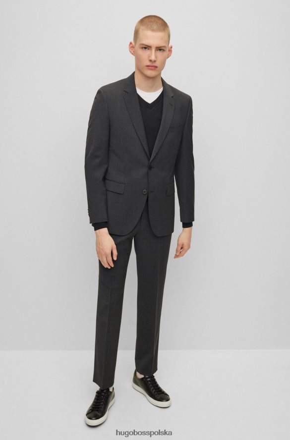 Hugo Boss ciemnoszary garnitur o regularnym kroju z melanżowej mieszanki wełny hugo ciemno szary R0X0H61871