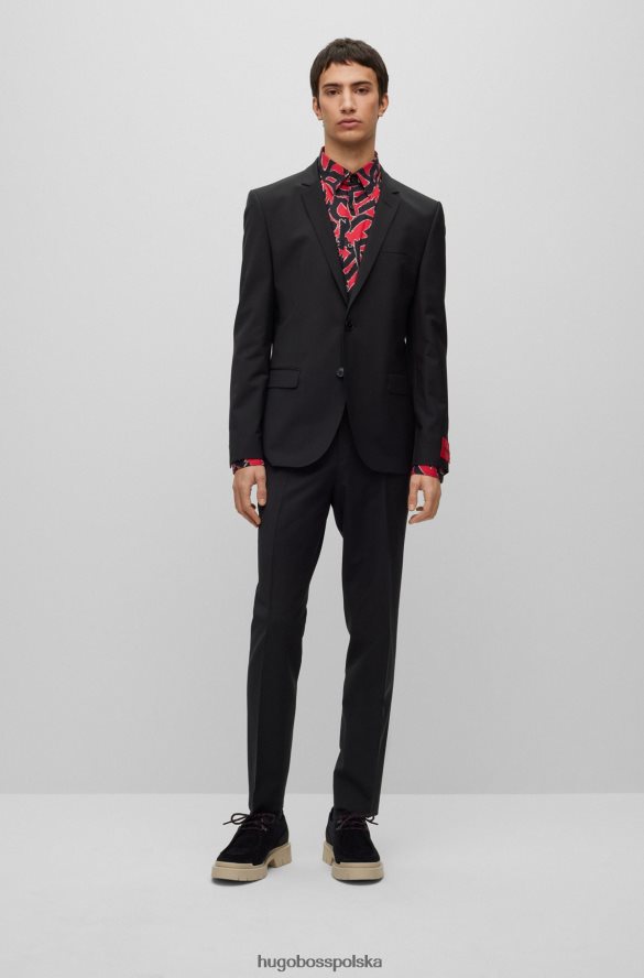 Hugo Boss czarny garnitur hugo o wyjątkowo dopasowanym kroju z super elastycznej mieszanki wełny czarny R0X0H64089