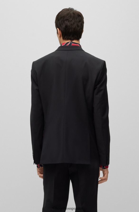 Hugo Boss czarny garnitur hugo o wyjątkowo dopasowanym kroju z super elastycznej mieszanki wełny czarny R0X0H64089