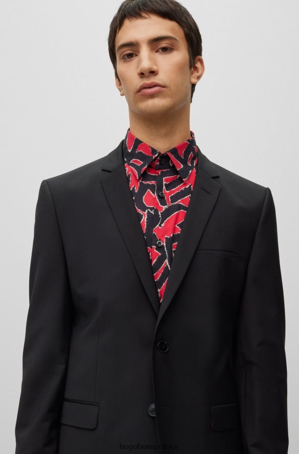 Hugo Boss czarny garnitur hugo o wyjątkowo dopasowanym kroju z super elastycznej mieszanki wełny czarny R0X0H64089