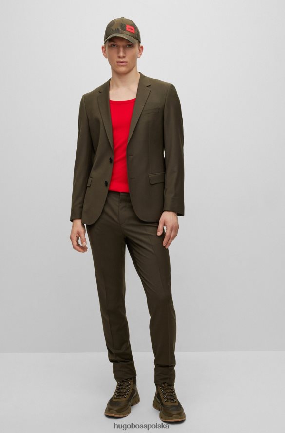 Hugo Boss dopasowany garnitur z tkaniny z domieszką wełny w kolorze ciemnozielonym hugo ciemnozielony R0X0H62876