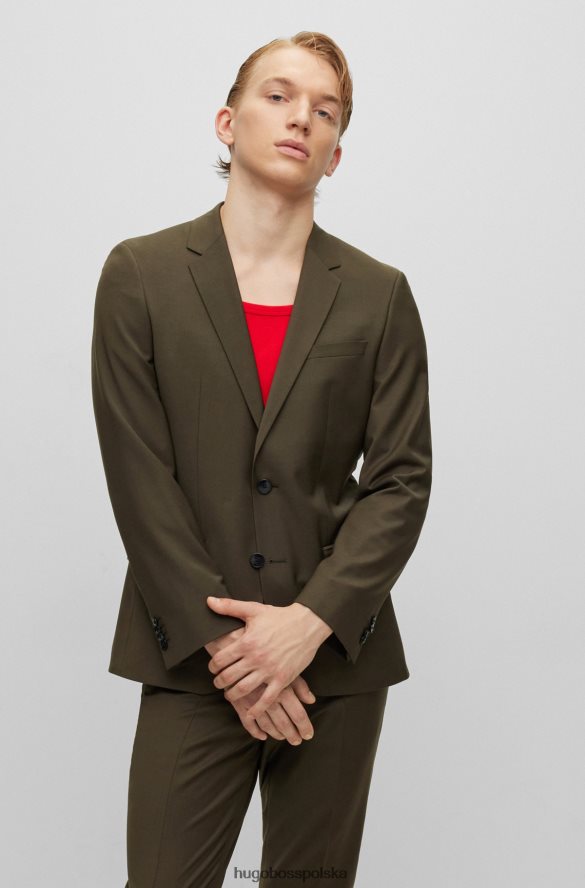 Hugo Boss dopasowany garnitur z tkaniny z domieszką wełny w kolorze ciemnozielonym hugo ciemnozielony R0X0H62876